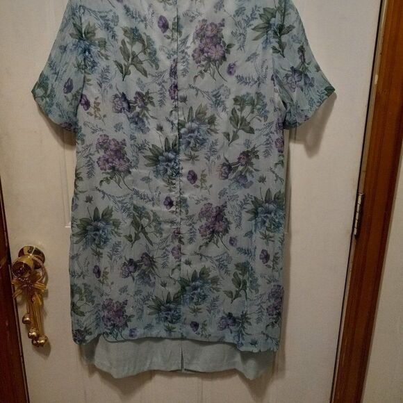 Dressbarn Floral Sheer Overlay light blue Dress - Picture 3 of 7